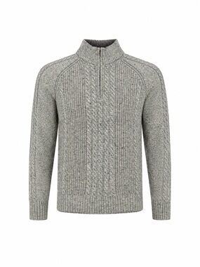 Irelandseye Wool Cashmere Cable Knit Half Zip Sweater Men’s S Gray Ireland